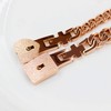 Rose Gold Plated Titanium Matching Puzzle Pair Heart Lock Bracelet