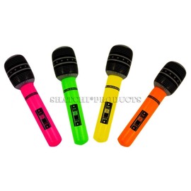 SHATCHI 6 x Inflatable Microphones Toys Mic Mike Blow Up Musical Instruments Bag Fillers Supplies Toys Favours Hen Night Do Stag Fancy Dress Party Accessories Rock Star Pretend Play Gifts
