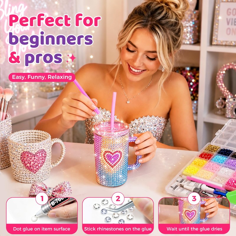 45,000Pcs Rhinestones for Bedazzling Kit, Complete Bedazzler Kit