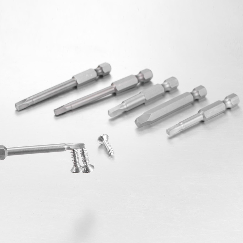 sourcing map 5Pcs Square Head Screwdriver Bits SQ1, SQ2, SQ2.7,