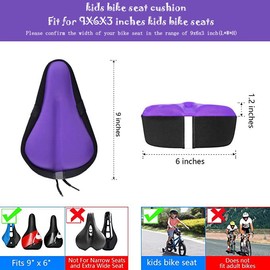 Liyamobu Kids Gel Bike Seat Cushion Cover for Boys & Girls, 9"x6" Breathable & Extra Soft Memory Foam Children Bicycle Saddle Pad with Water&Dust Resistant Cover