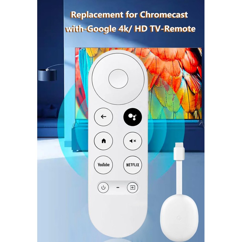 New Voice Remote for Google Chromecast 4k Snow TV, G9N9N