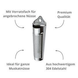 Boomers Gourmet - Nutmeg Grater with Container and Nutmeg I Nutmeg Grater with Storage Set - Grater with Nutmeg "Grenada's Best" - 1 Piece