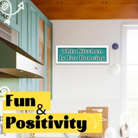 This Kitchen is for Dancing Sign: 15.7" × 6.1" Farmhouse Kitchen Signs Wall Decor, Funky Wall Art For Kitchen, Wood Framed Kitchen Wall Decorations, Housewarming Gift Ideas Green