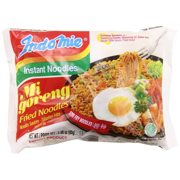 Indomie Mi Goreng Instant Stir Fry Noodles, Halal Certified, Original Flavor (Pack of 10)