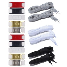 16 Pcs Shoe Charms for Sneakers | Gradient Metal Lace Tags + 3 Pairs Shoelaces, Sneaker Decoration Accessories for Men & Women