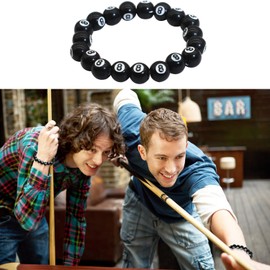 120 Pieces Billiards Beads Acrylic Sports Beads with Big Hole and 4.37 Yards Waxed Cord for Bracelets Necklaces Earrings Hair Ties Keychains Craft Making