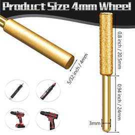 Jiozermi 30 Pcs 5/32 Inch Chainsaw Sharpening Stones Diamond Chainsaw Sharpener Chainsaw Grinding Stone File Golden Chainsaw Accessories for Electric Diamond Sharpening Wheel, 4.0mm