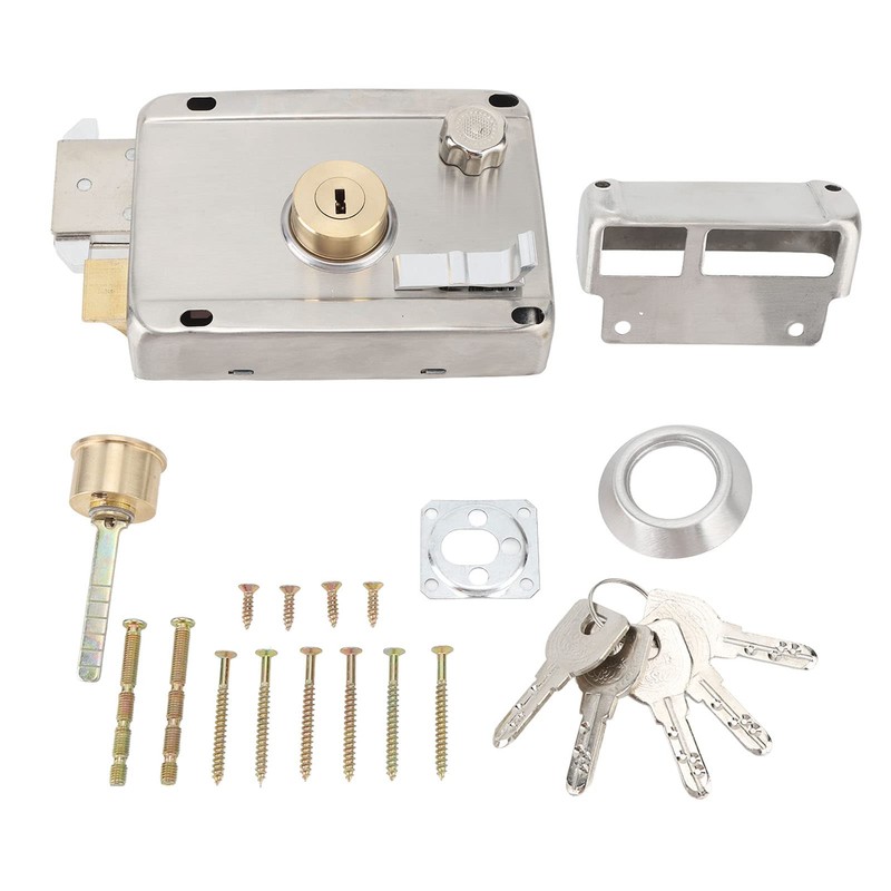 Rim Lock Set, Stainless Steel Vertical Keyway Cylinder Deadbolt With