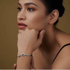 LeCalla 925 Sterling Silver Bracelet | Mother of Pearl Bracelet for Women Teen 7.5 Inches