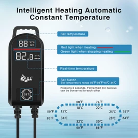 AQQA Aquarium Heater,300W 500W 800W 1000W 1200W Fish Tank Heater,59℉-93℉ Submersible Intelligence Aquarium Heater with Over-Temperature Dry Burning Protection (800W(for 80-210 Gallon))