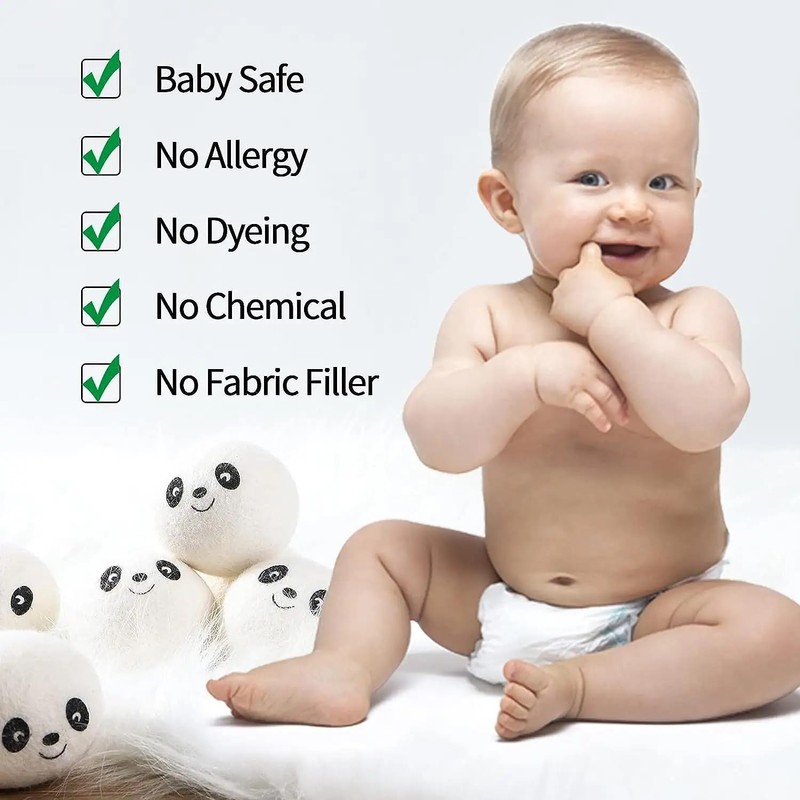 ZephyrFluff Dryer Balls, 100% Natural Wool, Large, 6 Count