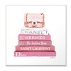 Stupell Industries Pink Book Stack Fashion Handbag Wall Plaque, 12