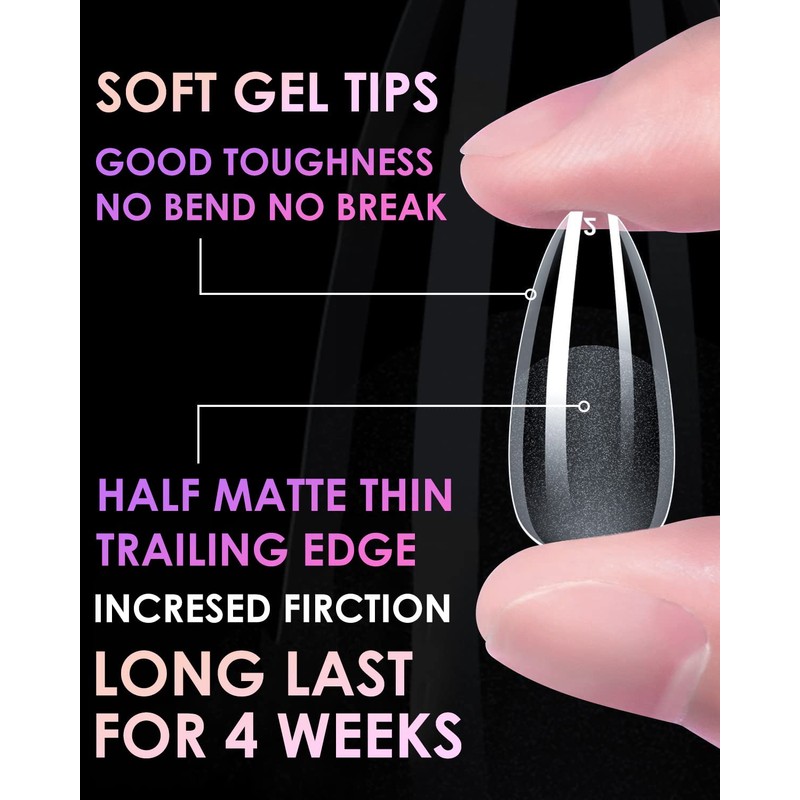 Soft Gel Nail Tips Long Stiletto, 120PCS Pre Buff Full