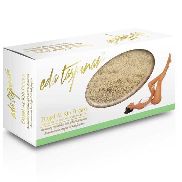 Eda Taspinar Dry Brush Natural Horsehair Anti-Cellulite: Magic Touch for Perfect Legs & Fit Body - Exfoliates, Improves Lymphatic Function, Softer Skin in Just A Few Weeks, 1 Brush