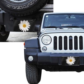 White Daisy Front License Plate Aluminum Decorative License Plates Funny Metal Car Plate 6"X12" Novelty Vanity Tag Cover with 4 Holes Car Decor Accessory