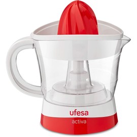 Ufesa Citrus Juicer EX4936 Electric Juicer, 25 Watts, 0.7 Litres, 2 Cones, Two Directions of Rotation, White/Red