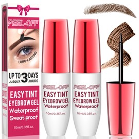 2PCS Easy Peel Off Eyebrow Gel Kit, Brow Peel Off Gel for Women,Waterproof Long-lasting,Sweatproof,Natural Brows Color,For Fuller & Defined Looking Brows,DIY at Home(DarkBrown)
