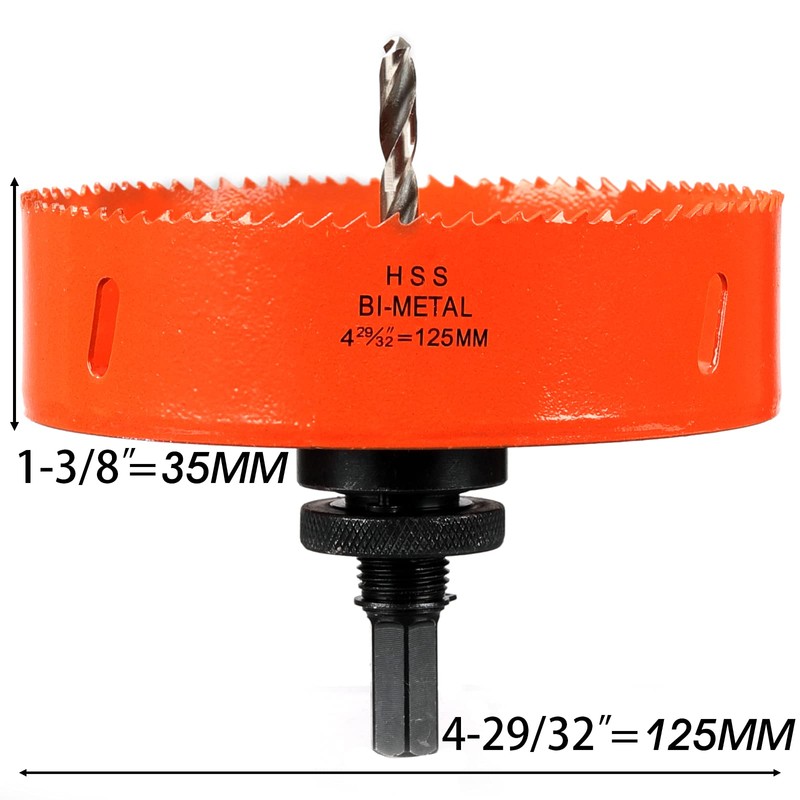 125mm Wood Hole Saw, Extra Solid HSS Bi-Metal Drill Bit