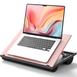 HUANUO Adjustable Lap Desk - with 8 Adjustable Angles & Dual Cushions Laptop Stand for Car Laptop Desk, Work Table, Lap Writing Board & Drawing Desk on Sofa or Bed, Pink