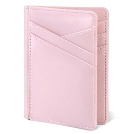 Miroddi Women's Card Wallet, Leather Front Pocket Wallet for Women, Minimalist Bifold Design, Credit Card Holder Wallet, RFID Blocking Wallet for Women, 9 Card Slots and 4 Storage Pockets, Pink