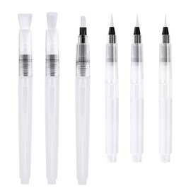 HQdeal Water Brush Pen Pack of 6 Water Paint Brushes Aqua Brushes Refillable Ink and Water Brush Pens Art Supplies for Water Color Painting Blending &Lettering