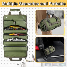 Tool Bag Organizer Roll Up: Gifts for Men Dad Christmas Stocking Stuffers Birthday Motorcycle Tool Portable Box Woodworking Gift for Him Husband Boyfriend Mechanic Craftsman Electrician Rollup Toolbag
