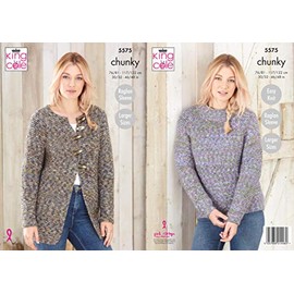 King Cole 5575 Knitting Pattern Womens Raglan Sweater and Cardigans in Shadow Chunky