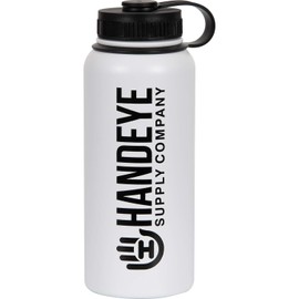 32oz Disc Golf Water Bottle | Powder-Coated Scratch Resistant Finish | Double-Walled Vacuum Insulation | Keeps Liquids Hot or Cold with Sweat Proof Outer Wall (Handeye Supply Co. White)