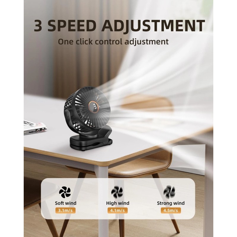 TUNISE Mini Clip-On Fan – Portable, Battery-Powere