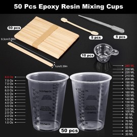 Celepoir 50 Pcs Epoxy Resin Mixing Cups, Resin Mixing Cups 240 ml & 8 oz with Stirrers Sticks, Paint Mixing Cups & Pipette, Measuring Cups for Resin for Precise Dosing & Mixing of Liquids & Paint