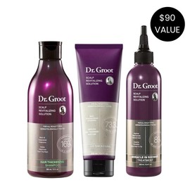 Dr. Groot 3-Step Haircare Bundle | Scalp Revitalizing Shampoo, Conditioner & Miracle In-Shower Treatment – Hair Thickening Solution