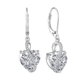 YL Heart Drop Earrings for Women 925 Sterling Silver Dangle Earrings April Birthstone White Cubic Zirconia Earrings Jewellery Gifts for Her Wife Girlfriend