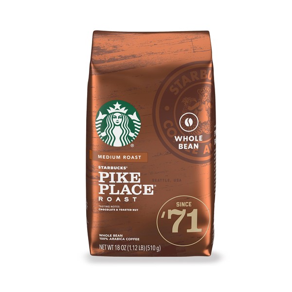 Starbucks Medium Pike Place Roast Whole Bean Coffee, 100% Arabica,