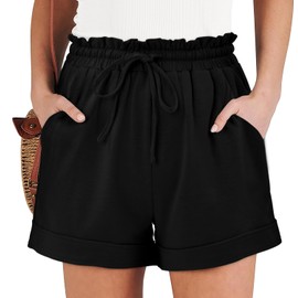 Angerella Women Casual Shorts Drawstring Comfy Elastic Waist Shorts Summer Pull On Short Pants with Pockets(S-3XL) Black