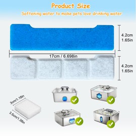 16 Set Dog Water Filter Replacement Compatible with SIBAYS & Kastty 15L/4Gal Pet Water Fountain, Dog Water Fountain Filters with Multilayer Filtration System 16 Filters+16Pre-Filter+16 Sponges