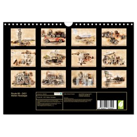 Route 66-2451 Meilen Nostalgia (Wall Calendar 2026 DIN A4 Landscape), CALVENDO Monthly Calendar
