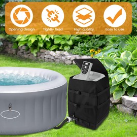 Hot Tub Spa Heater Pump Cover,16.9x14.96 x 21.2in Heavy Duty Inflatable Hot Tub Pump Cover with Zipper, Reusable Waterproof Dustproof Hot Tub Insulated Pump Cover for Square Hot Tub Spa Heater Pump