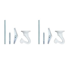 Aspen Creative Matte White 21402-32, Swag 2 Pcs w/Mounting Hardware, 1-1/2" Heavy Duty Ceiling Hooks Plants/Wind Chime Lanterns/Hanging Decorations, Finish