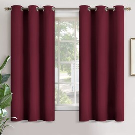 YoungsTex Burgundy Blackout Curtains 63 Inch Length 2 Panels for Bedroom - Thermal Insulated with Grommet Room Darkening Window Drapes for Living Room Basement Office, 42 x 63 Inch