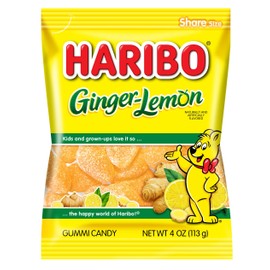 Haribo Gummy Candy, Ginger Lemon, 4 Ounce