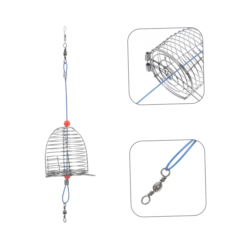 OHPHCALL 5pcs Stainless Steel Bait Cage Lure Trap for Freshwater
