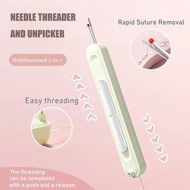 Upgraded 2 in 1 Automatic Needle Threaders Seam Ripper,Quilting Supplies Sewing Kit,Sewing Tools,Stitch Remover Tool (Yellow-1PC)
