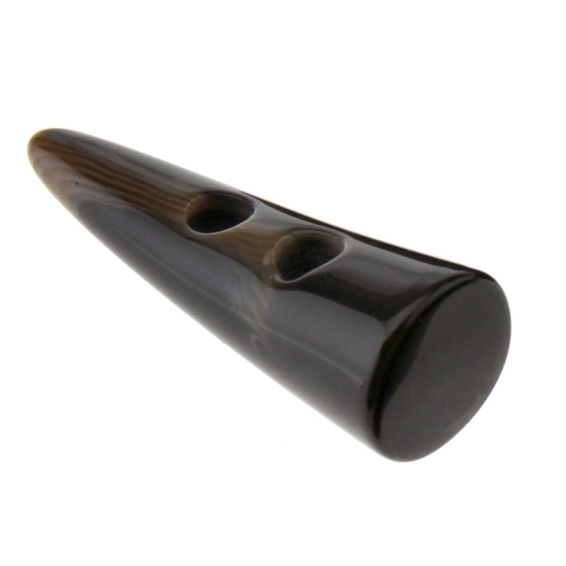 10pcs Dark Coffee Resin Toggle Buttons Horn Tooth Shape Two