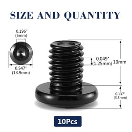 M8 x 10mm 10Pcs Flat Head Hex Socket Cap Screws Bolts, 304 Stainless Steel 18-8, Full Thread, Black Oxide by SG TZH (with Hex Spanner)