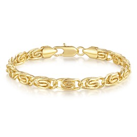 TINI ARANDA 14K Gold Bracelets for Women Gold Bracelets for Men Unique Woven Chain Structure Womens Chunky Bracelet Stack 8inches