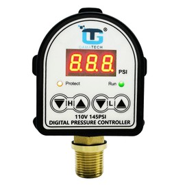 GamaTech Pressure Switch for Water Pump and Air Pump, Digital Adjustable Pressure Controller, 110V, 0-145 Psi, 1/2" Male Npt