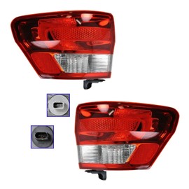 TRQ 2 Piece Driver & Passenger Side Outer Tail Light Assembly Set Compatible with 2011-2013 Jeep Grand Cherokee CH2804100 CH2805100