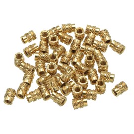 sourcing map M4 Threaded Inserts, 50 Pcs Metric Knurled Nuts Brass Heat-Set Inserts for Plastic, 3D Printing Components