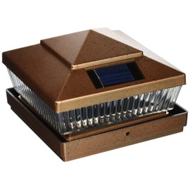 Plastic Copper 6.25 x 6.25 inch Outdoor 5 LED 78Lumens Solar Post Cap Light Designed to fit on 5x5 Hollow Vinyl/PVC/Plastic or Solid Wood/Composite Posts